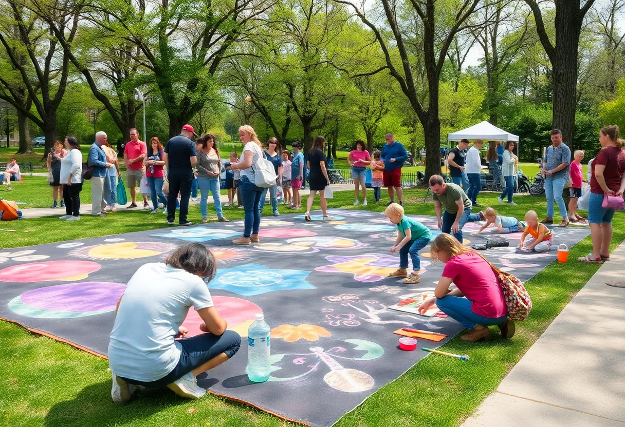 Vibrant chalk art competition in Jacksonville's park
