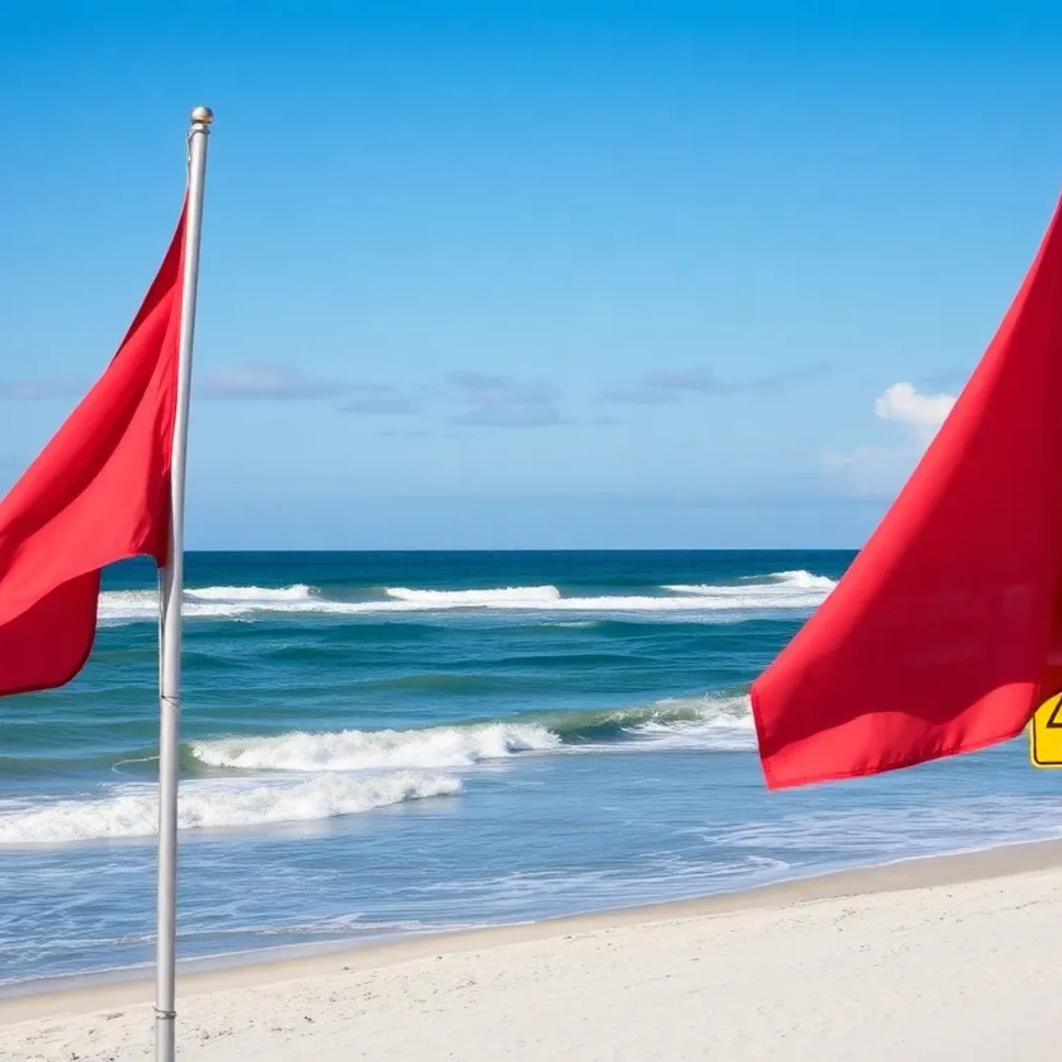 Red flag warning at Jacksonville Beach with rough surf conditions