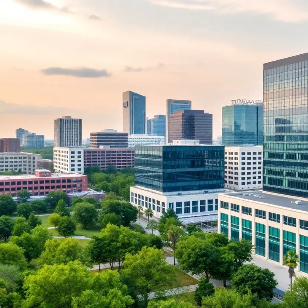 Aerial view of Jacksonville showcasing cityscape and government buildings.