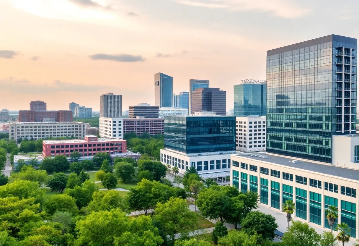 Aerial view of Jacksonville showcasing cityscape and government buildings.