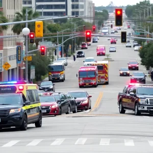 Emergency vehicles at the scene of a car crash in Jacksonville