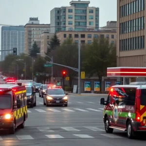 Emergency response scene at a Jacksonville gas station