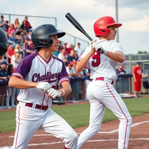 High school baseball players in Jacksonville during a game.
