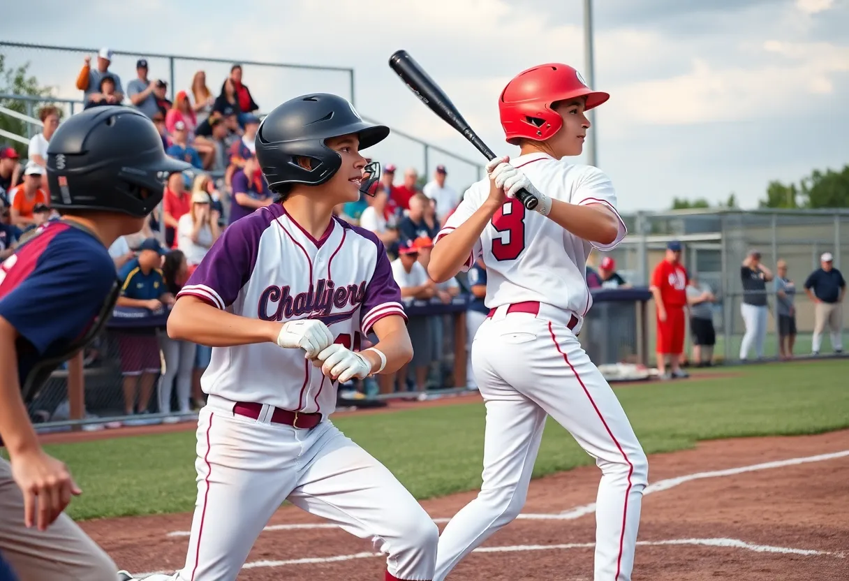 High school baseball players in Jacksonville during a game.