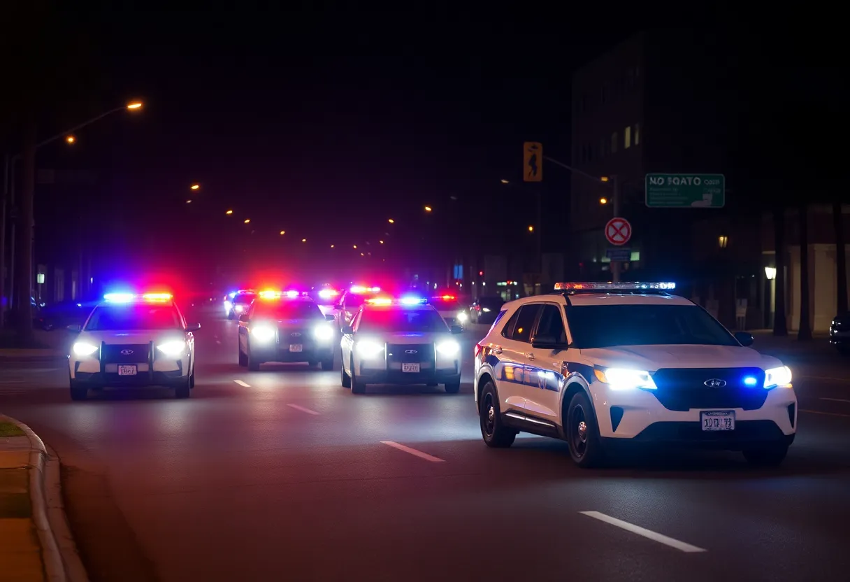 Police cars at the scene of a hit-and-run accident in Jacksonville