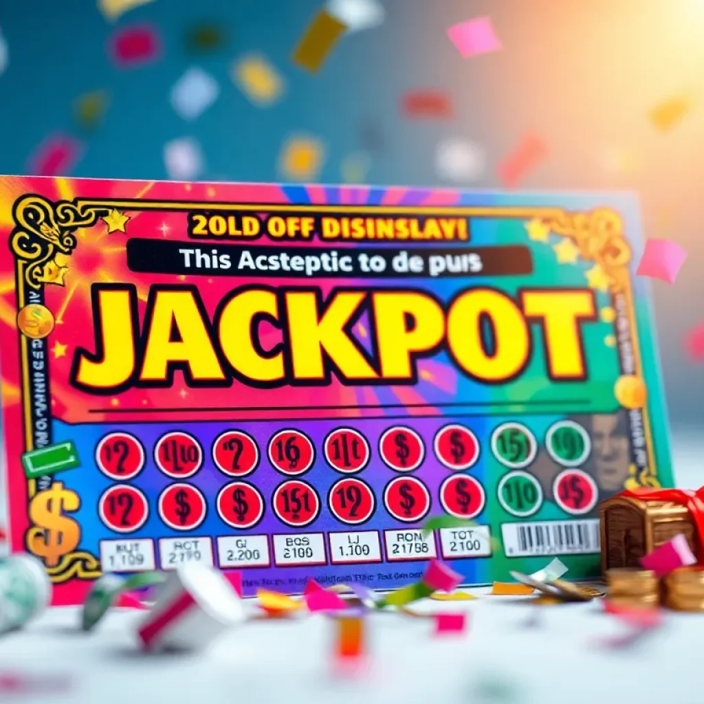 Scratch-off lottery ticket representing a jackpot win