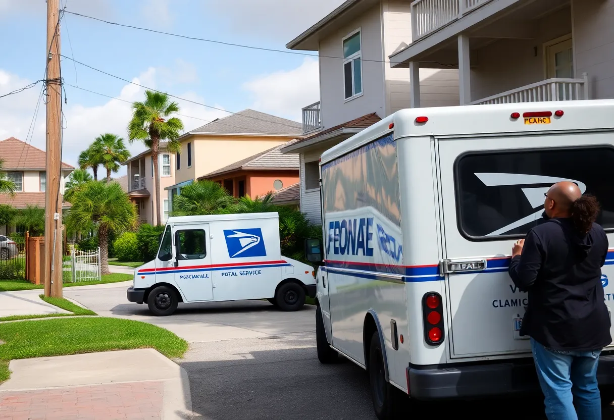 Residents in Jacksonville discussing mail delivery problems in their neighborhood.