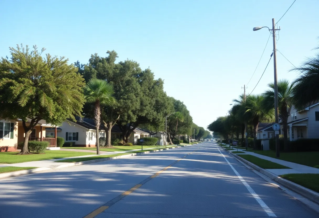 A tranquil street scene in Jacksonville, Florida
