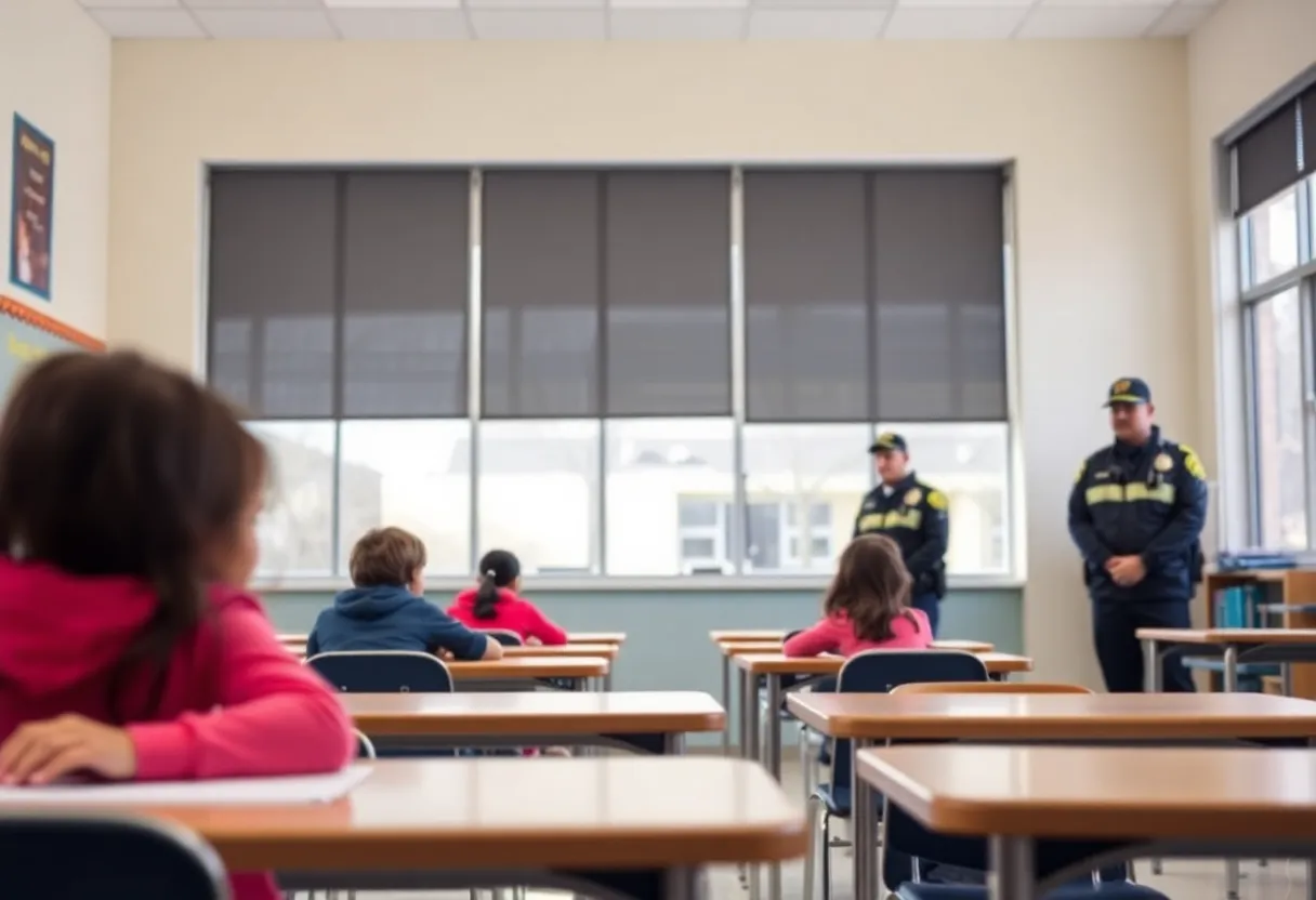 Students in a classroom during a lockdown in Jacksonville school