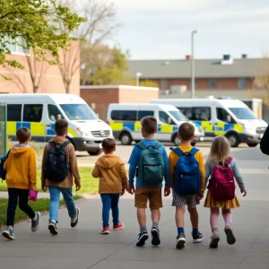 Students at Jacksonville school during safety procedures