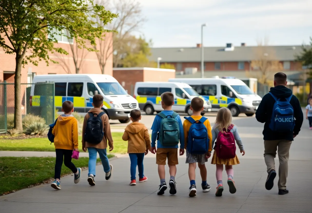 Students at Jacksonville school during safety procedures