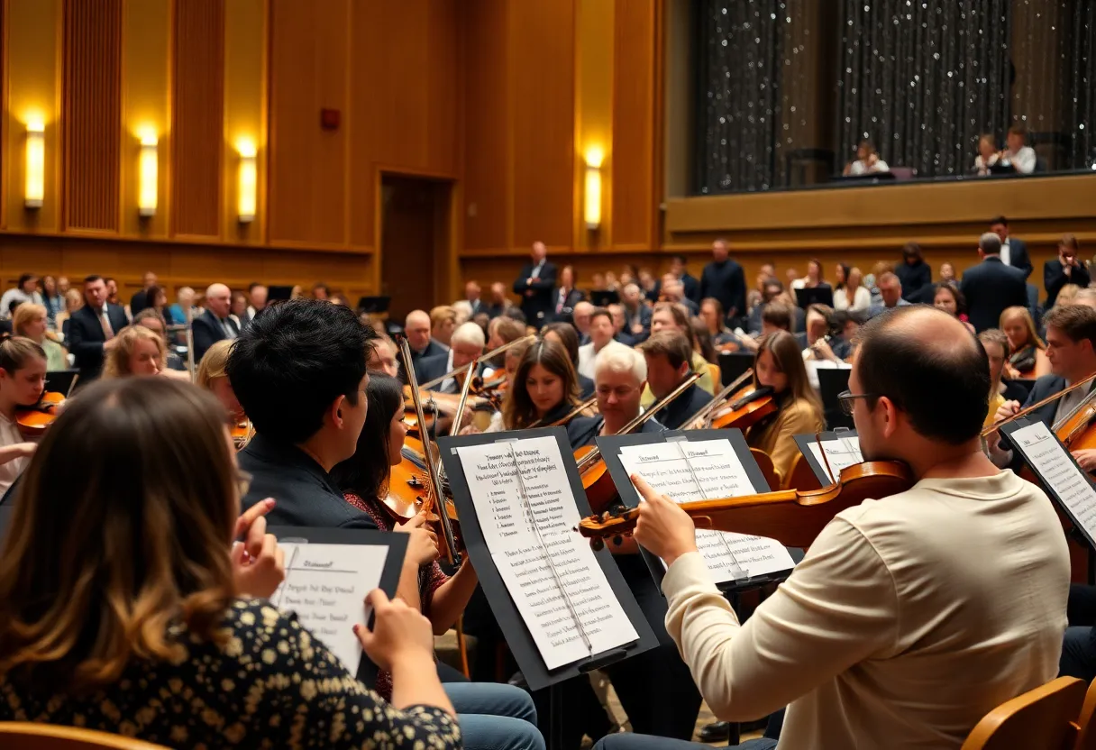 Musicians performing at the Jacksonville Symphony hall