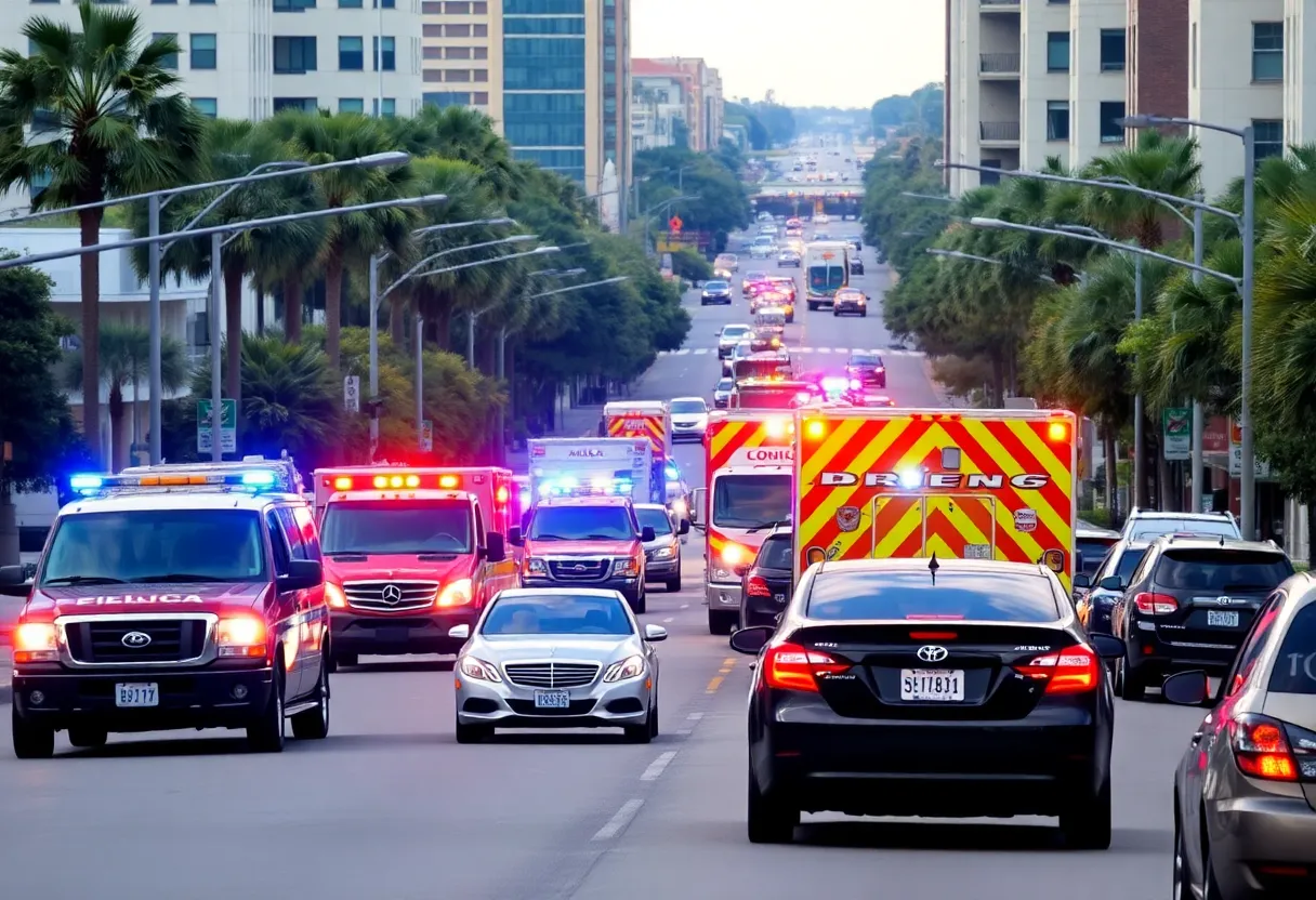 Emergency vehicles at an accident site in Jacksonville