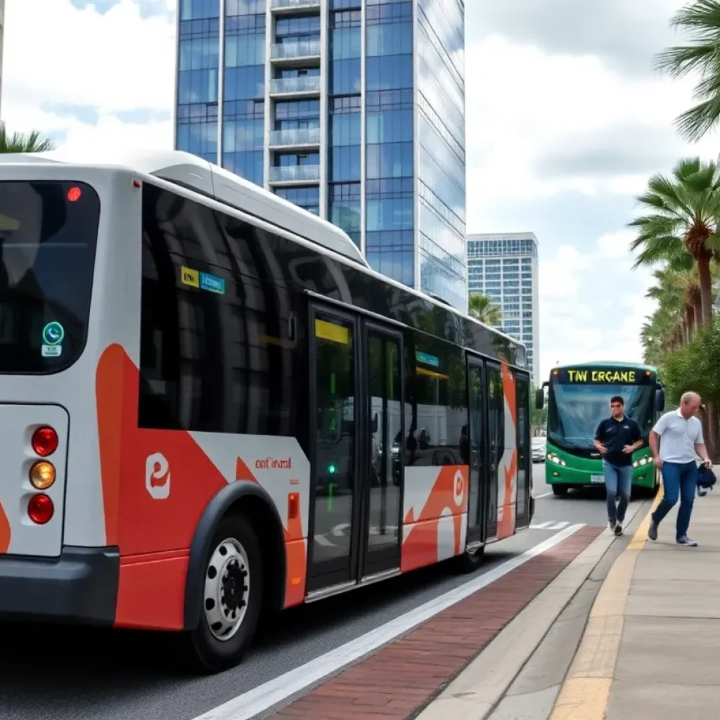 Modern transportation scene in Jacksonville with innovative shuttles