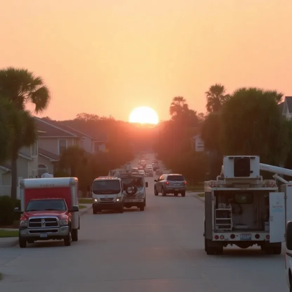 Jacksonville scene depicting utility services in a residential neighborhood.