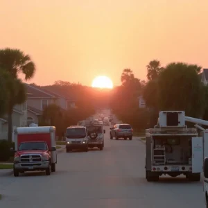 Jacksonville scene depicting utility services in a residential neighborhood.