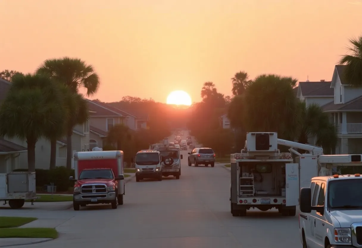 Jacksonville scene depicting utility services in a residential neighborhood.