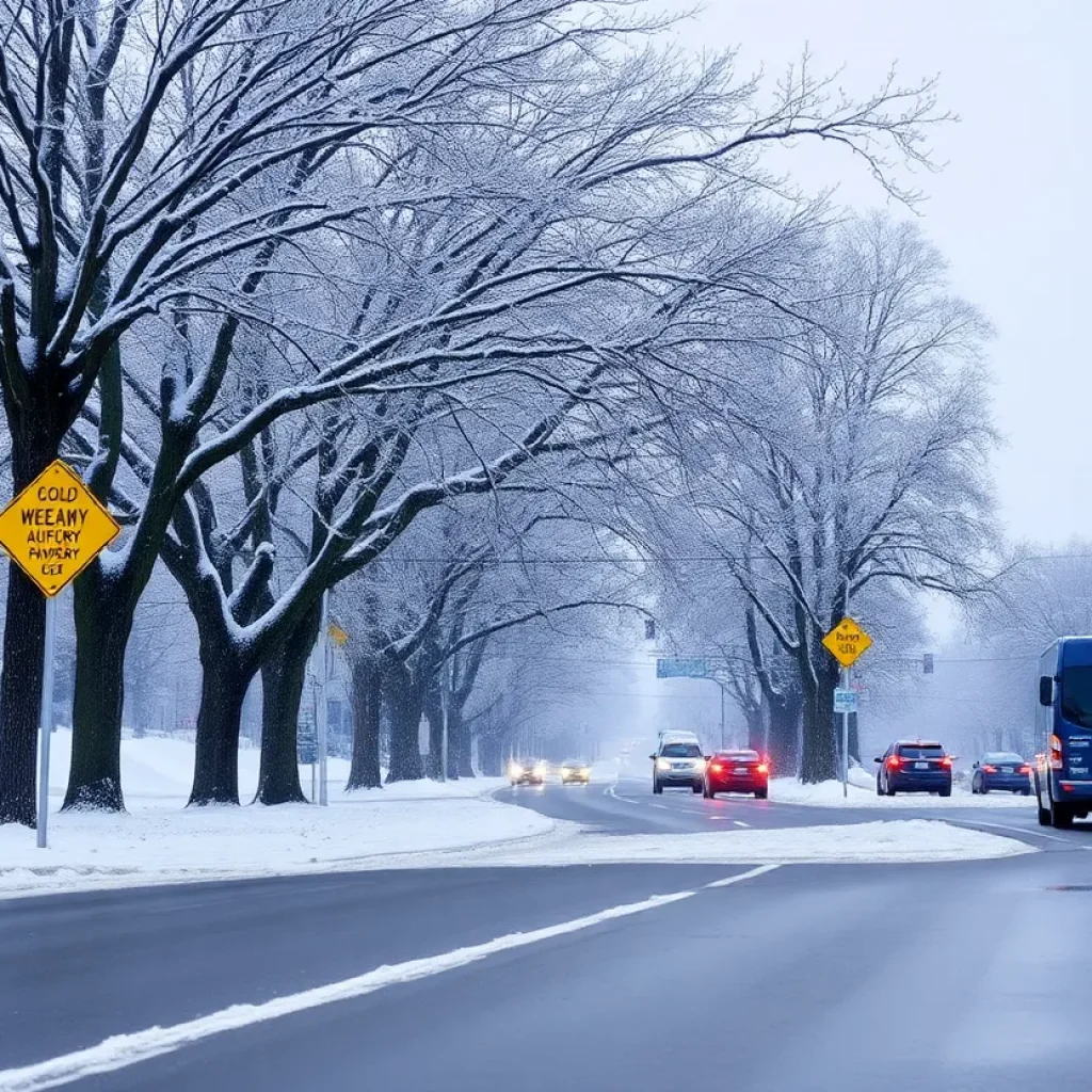 A winter scene depicting snow in Jacksonville