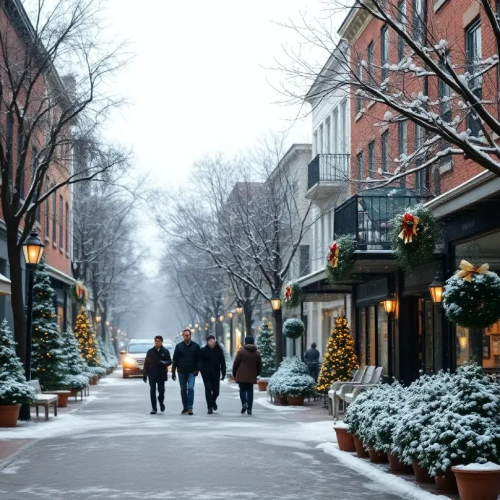 Snow-covered streets in Jacksonville, Florida