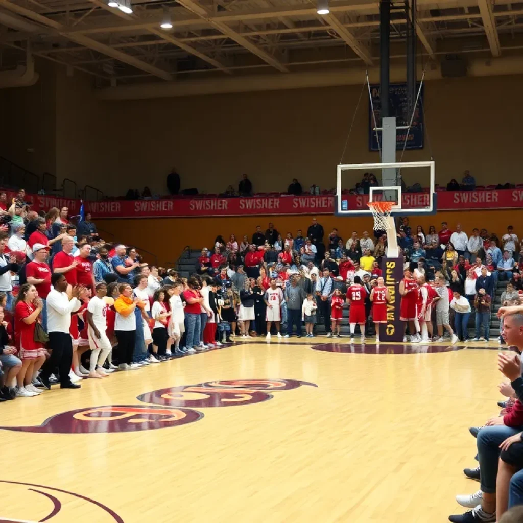 JU Dolphins team celebrating during a basketball game