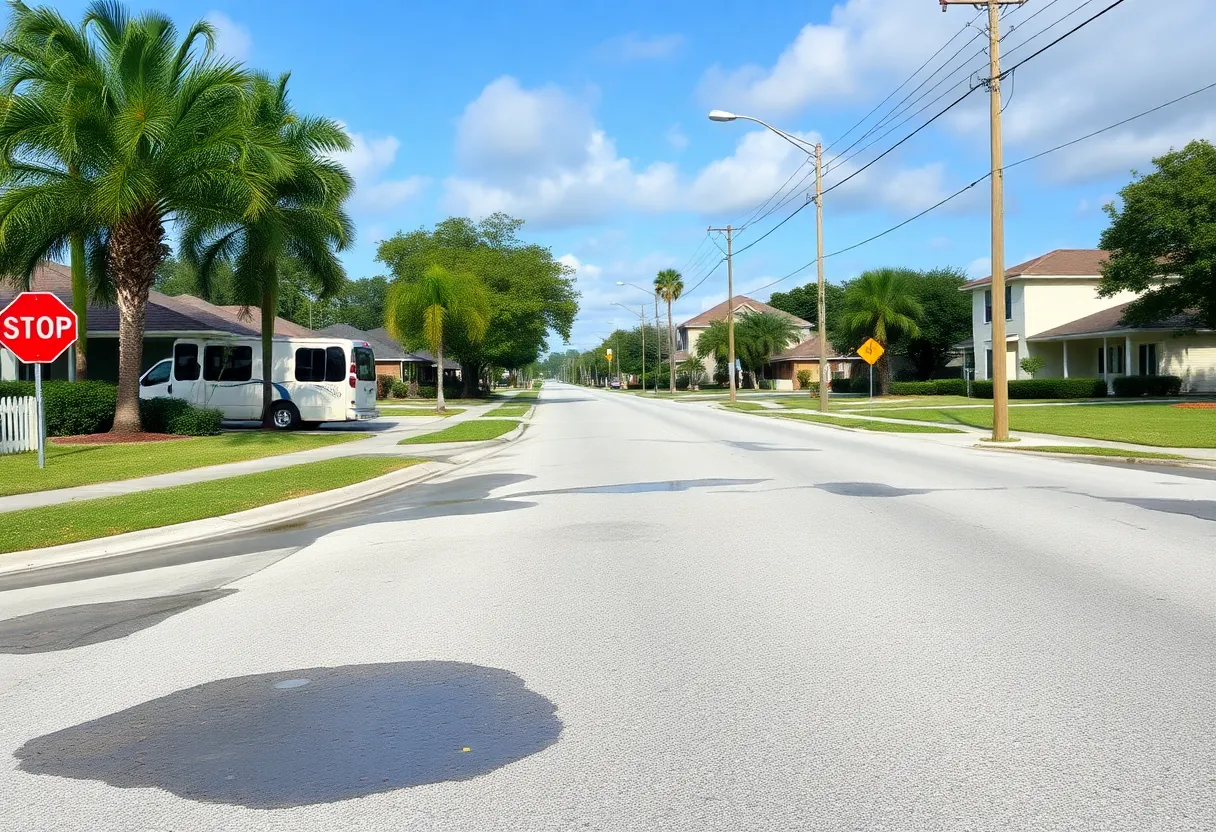 Damaged road in Jacksonville