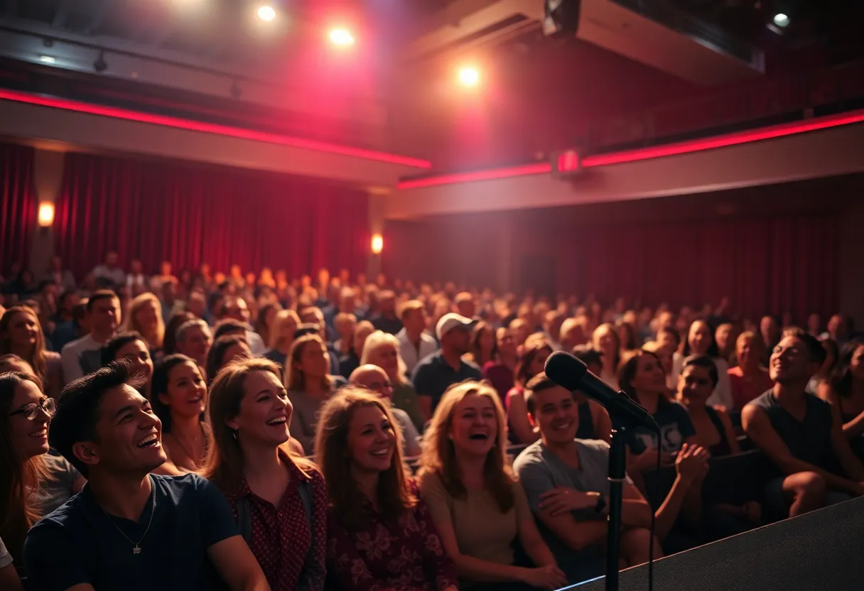 Audience laughing during Lewis Black's performance at the Florida Theatre
