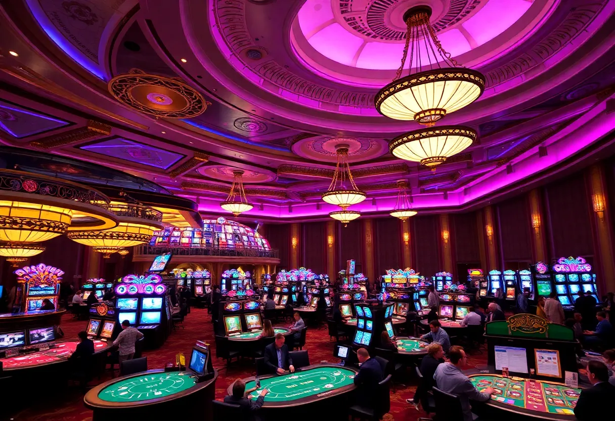 Aerial view of luxurious casinos with stunning architecture and vibrant nightlife.