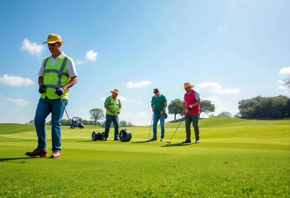 Golf course at Mid Ocean Club during a major event with volunteers