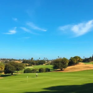 Golfers playing at a municipal golf course