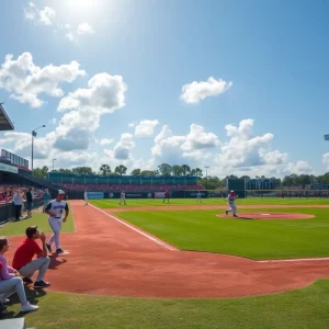 Players participating in a high school baseball game in Northeast Florida.