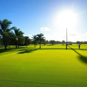 Golfers playing on a scenic Orlando golf course