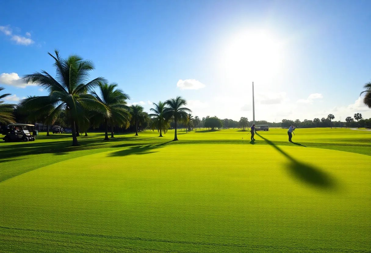 Golfers playing on a scenic Orlando golf course