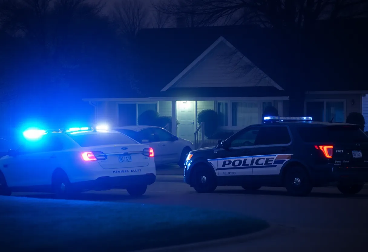 A police presence at a suburban home after a shooting incident.