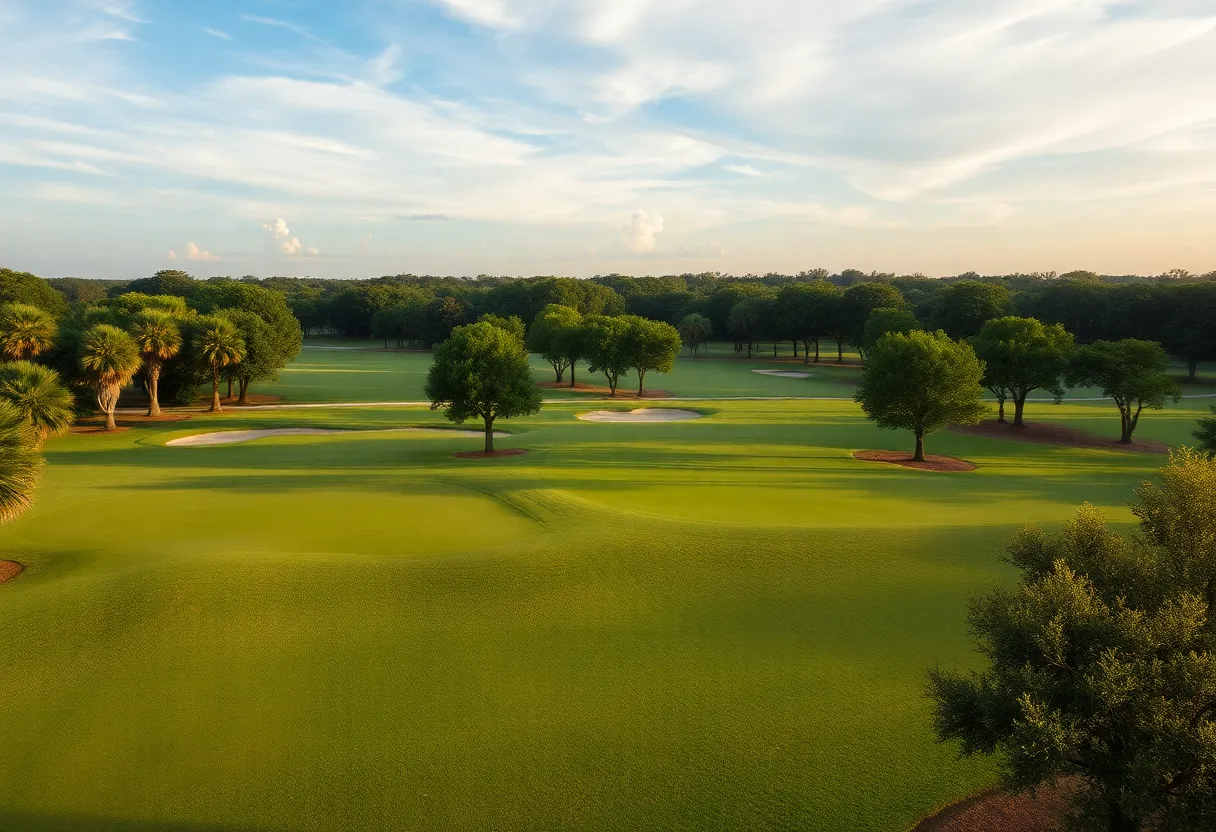 A beautiful view of a public golf course in Orlando with golfers