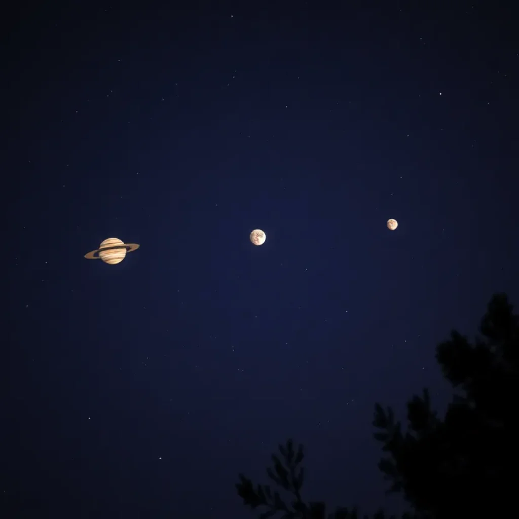 Alignment of planets in the night sky over Jacksonville