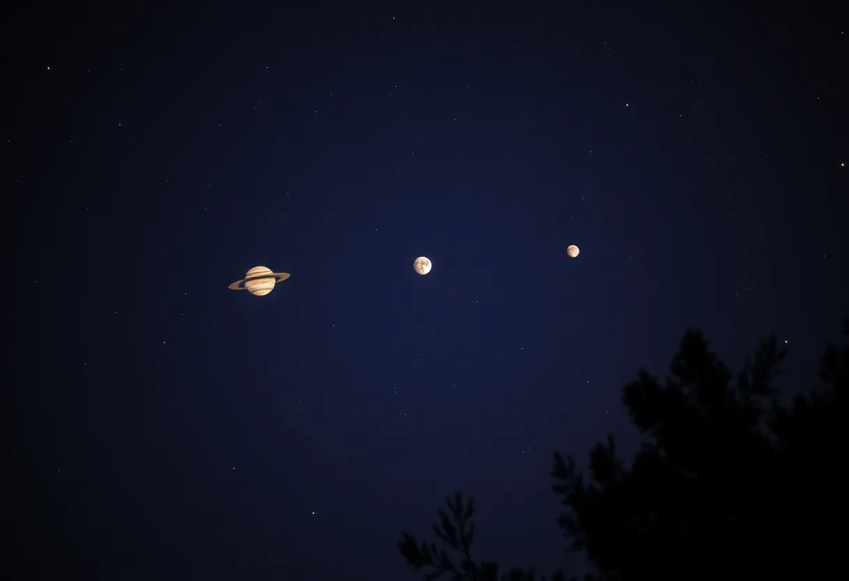 Alignment of planets in the night sky over Jacksonville