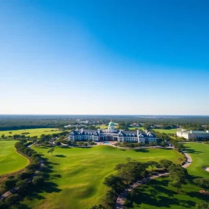 Aerial view of PGA National Resort showcasing golf courses and luxury amenities