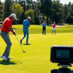 Golfers playing on a golf course under new pace-of-play policies