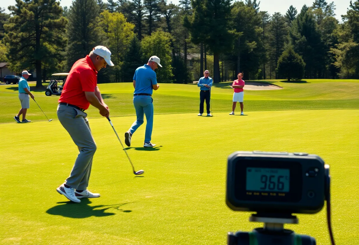 Golfers playing on a golf course under new pace-of-play policies