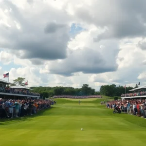 Golfers competing at The Players Championship in Ponte Vedra Beach.