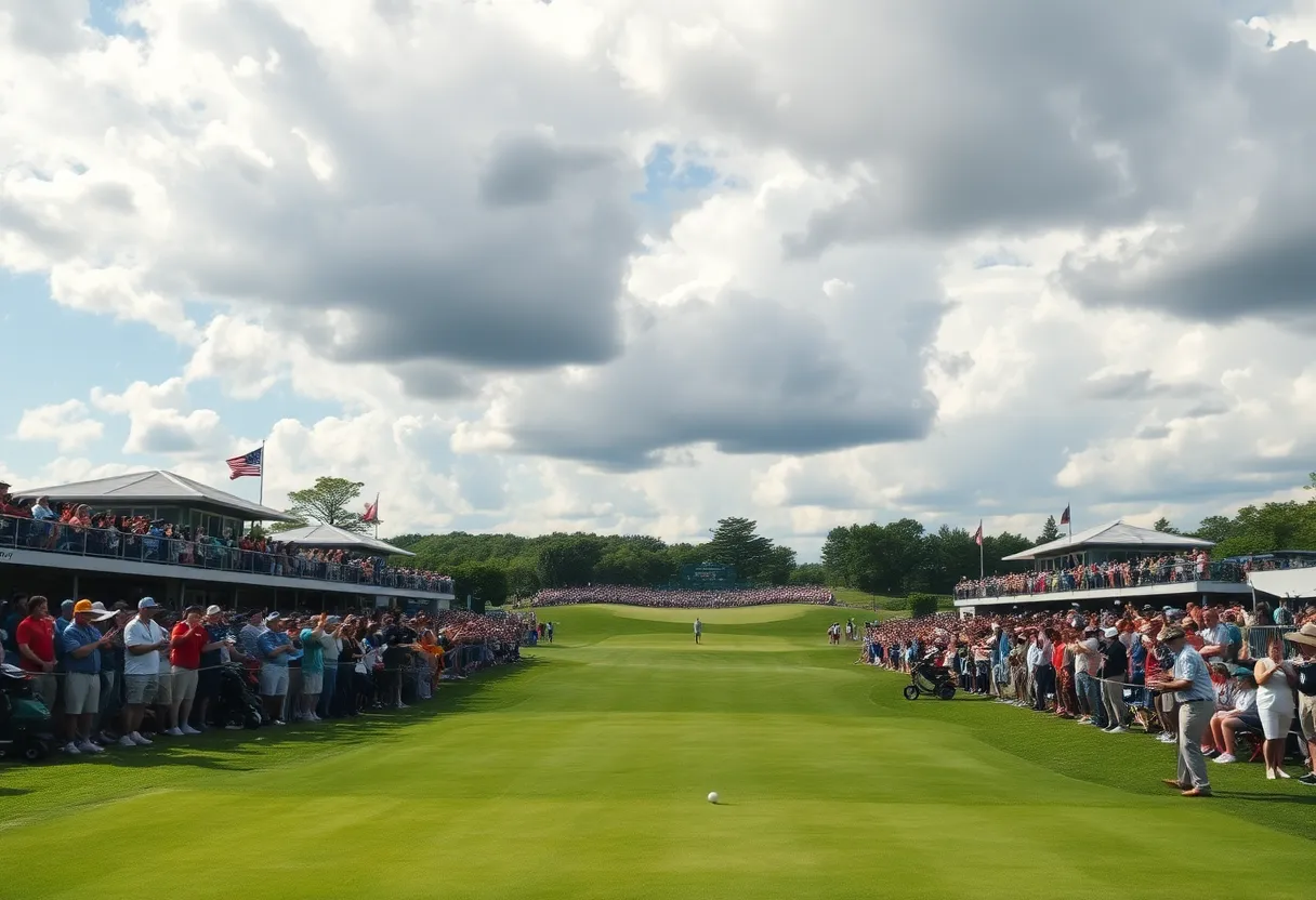 Golfers competing at The Players Championship in Ponte Vedra Beach.