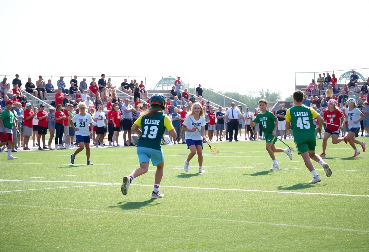 High school lacrosse teams competing at the Rivalry on the River tournament in Jacksonville