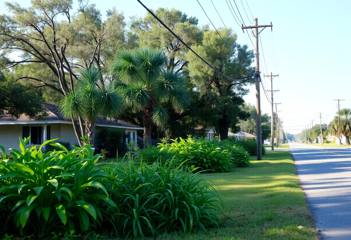 Residents working on landscaping along Rogero Road