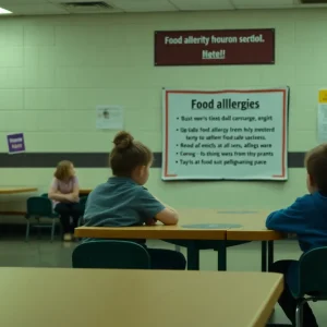 Students in cafeteria focused on food allergy safety