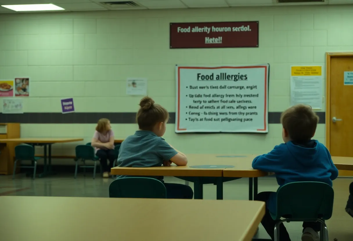 Students in cafeteria focused on food allergy safety