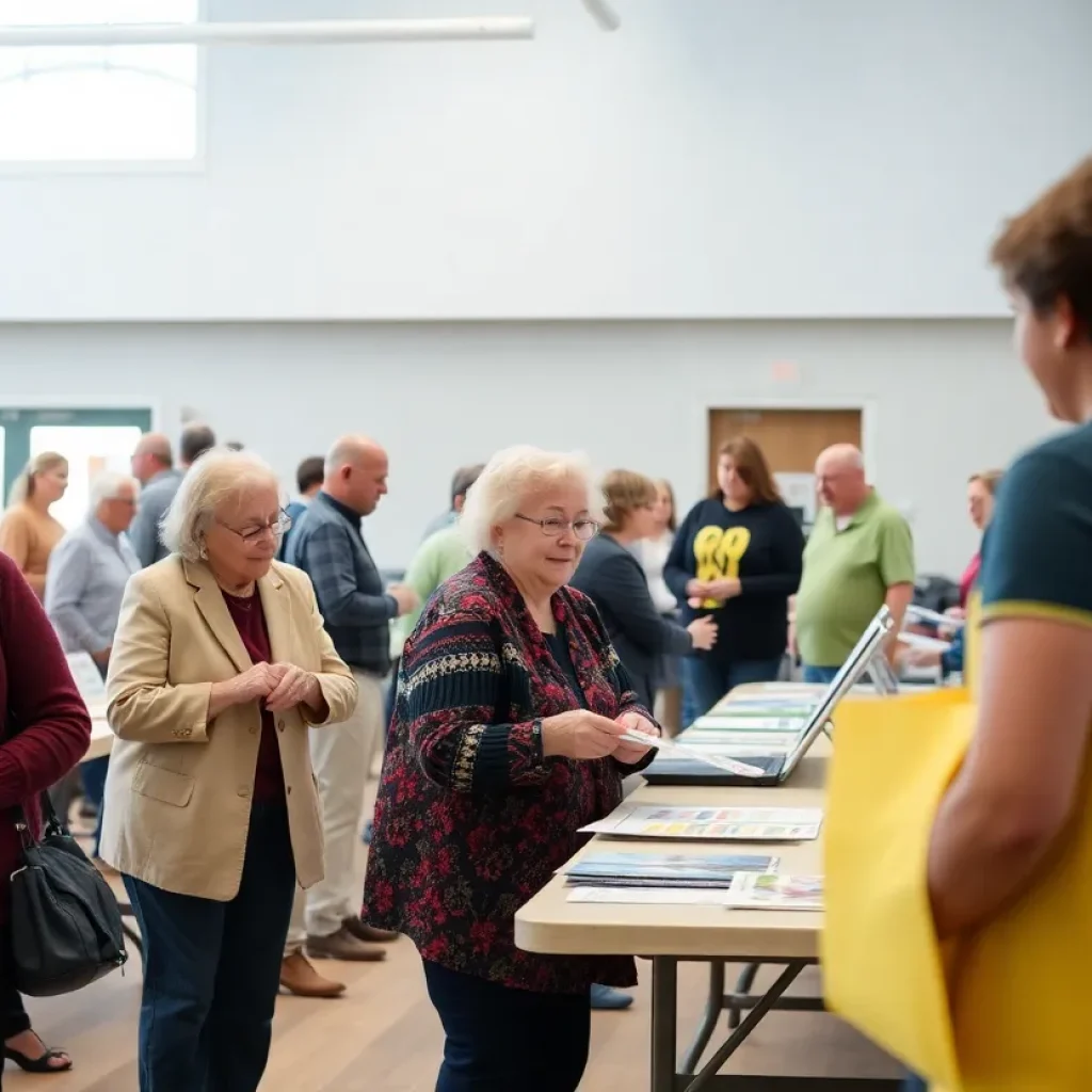 Seniors engaging with volunteers at a resource fair in Jacksonville.