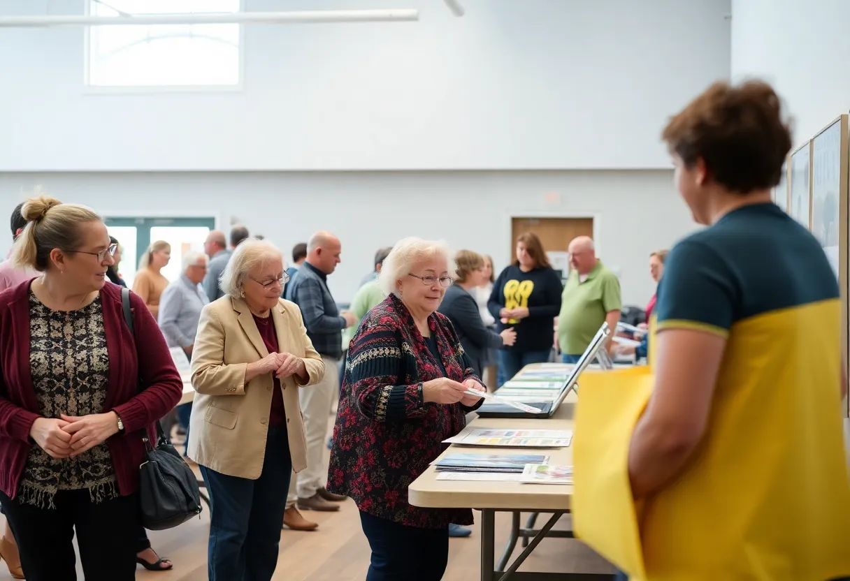 Seniors engaging with volunteers at a resource fair in Jacksonville.