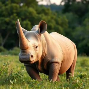 Southern white rhino in natural habitat