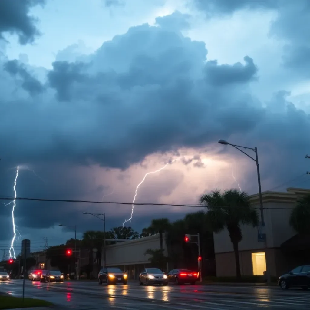 Storm clouds over Jacksonville during a thunderstorm