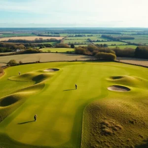 An overview of a top-ranked golf course in England
